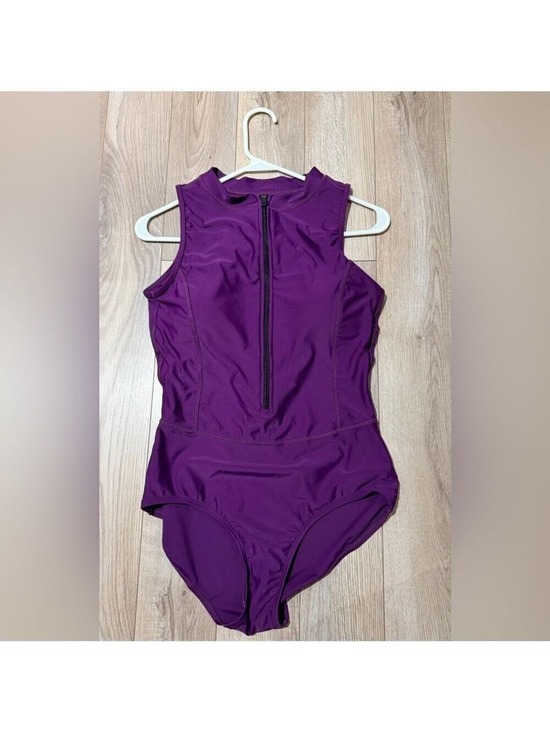 Other - Purple One Piece Rash Guard Swimsuit Front Zip